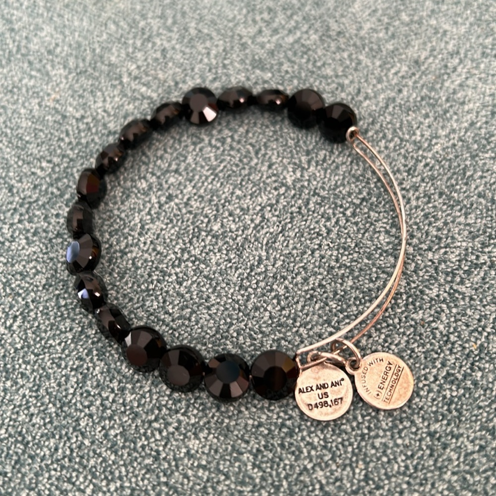 Alex and Ani Black Beaded Bangle - Picture 2 of 2
